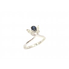 Handmade Women's Ring 925 Sterling Silver Natural blue sapphire diamonds stones
